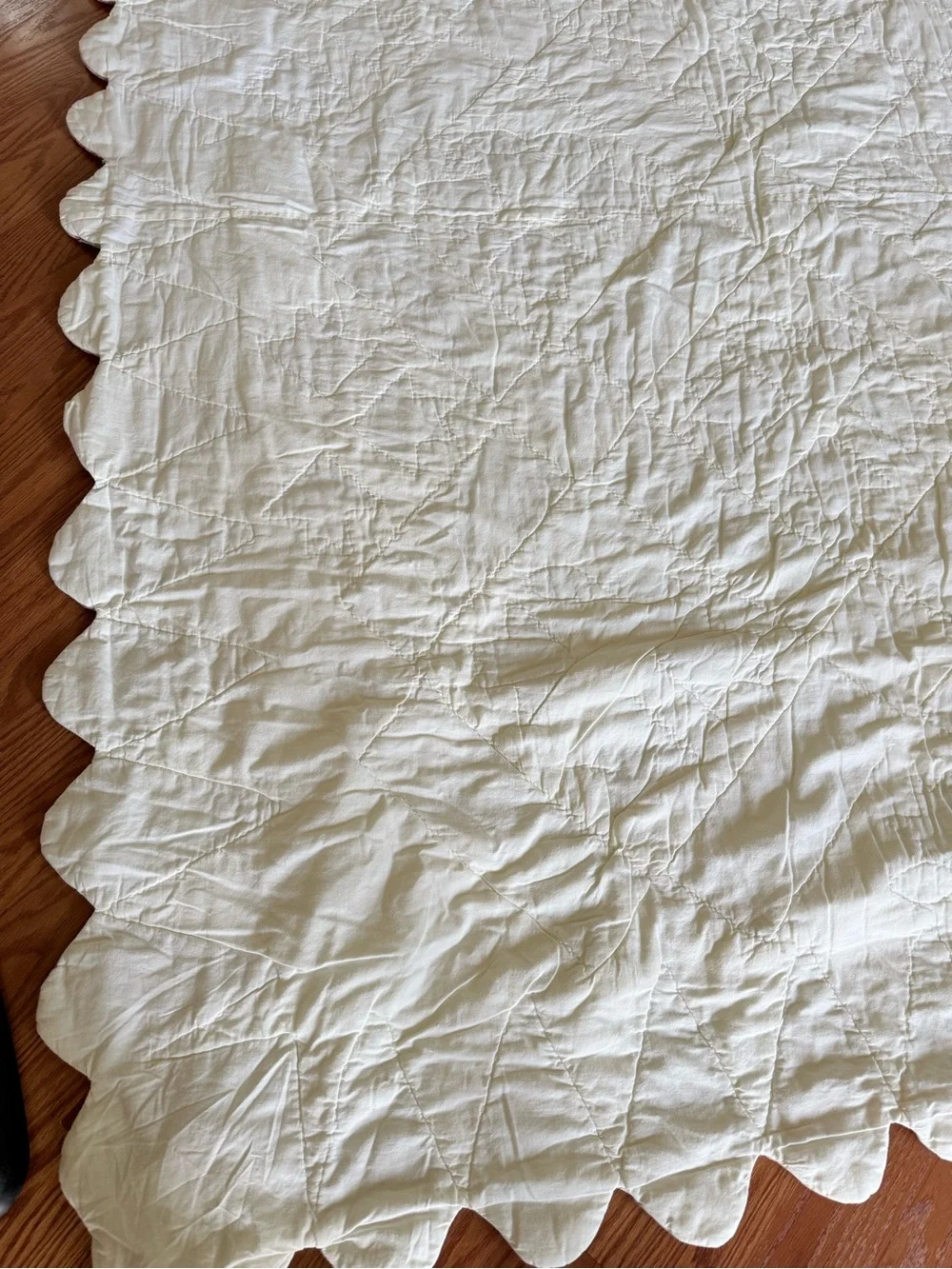 Vintage Hand Applique Tulip Quilt Scalloped Edge Ice Cream Cone Border 80x61